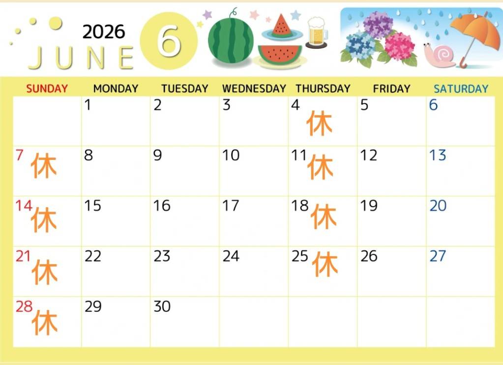 6月のカレンダー